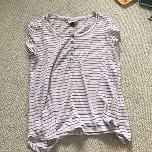 red white and blue henley tee